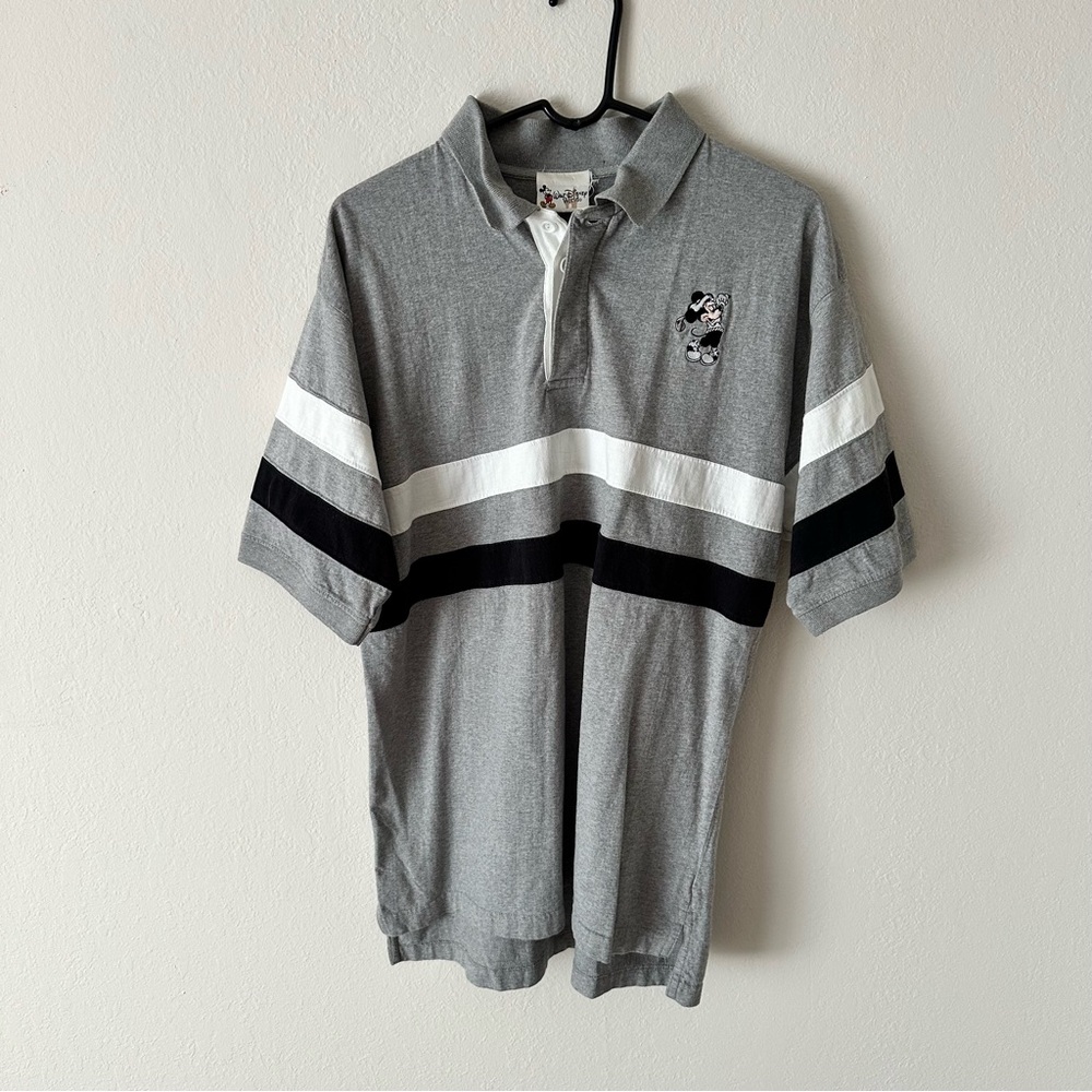 Vintage Walt Disney World Mickey Mouse Polo Shirt Men’s Large Gray Golf Style